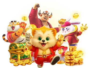 Go2Win mascot characters with gold coins